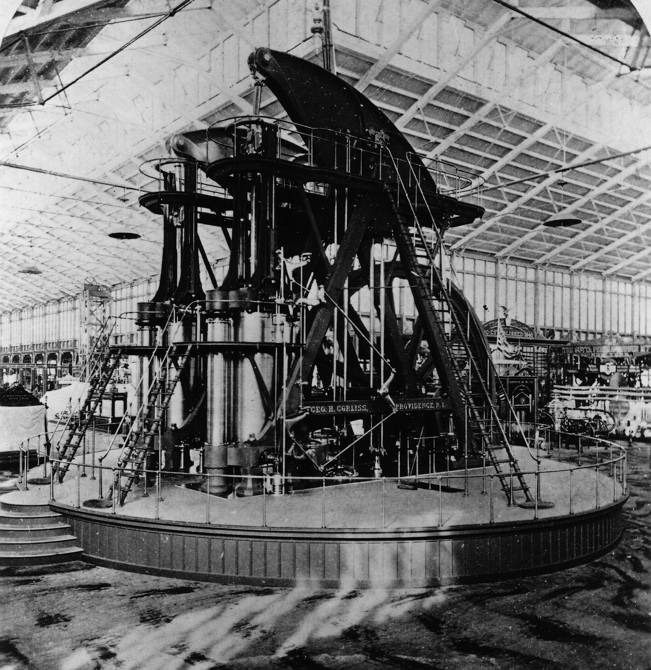 The Corliss steam engine generated all the energy used in Machinery Hall at the Centennial Exposition in Philadelphia, 1876. Library of Congress, Washington, D.C.