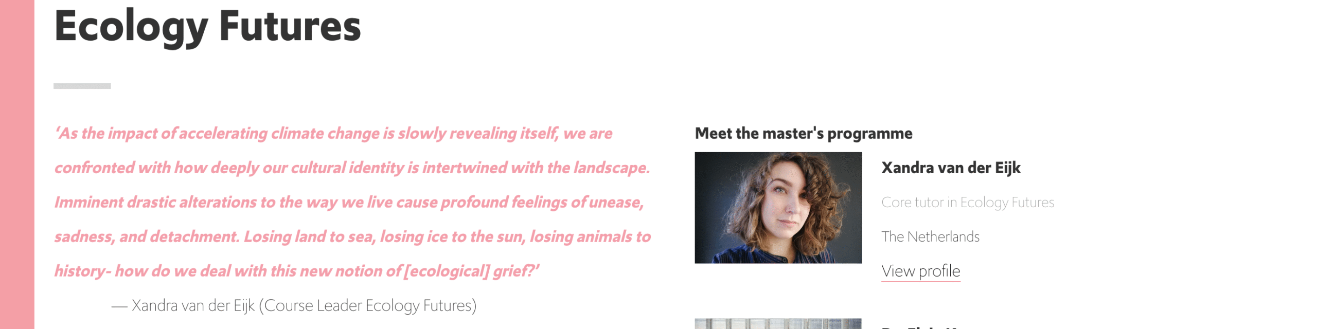 Vacancy: Tutor in MA Ecology Futures